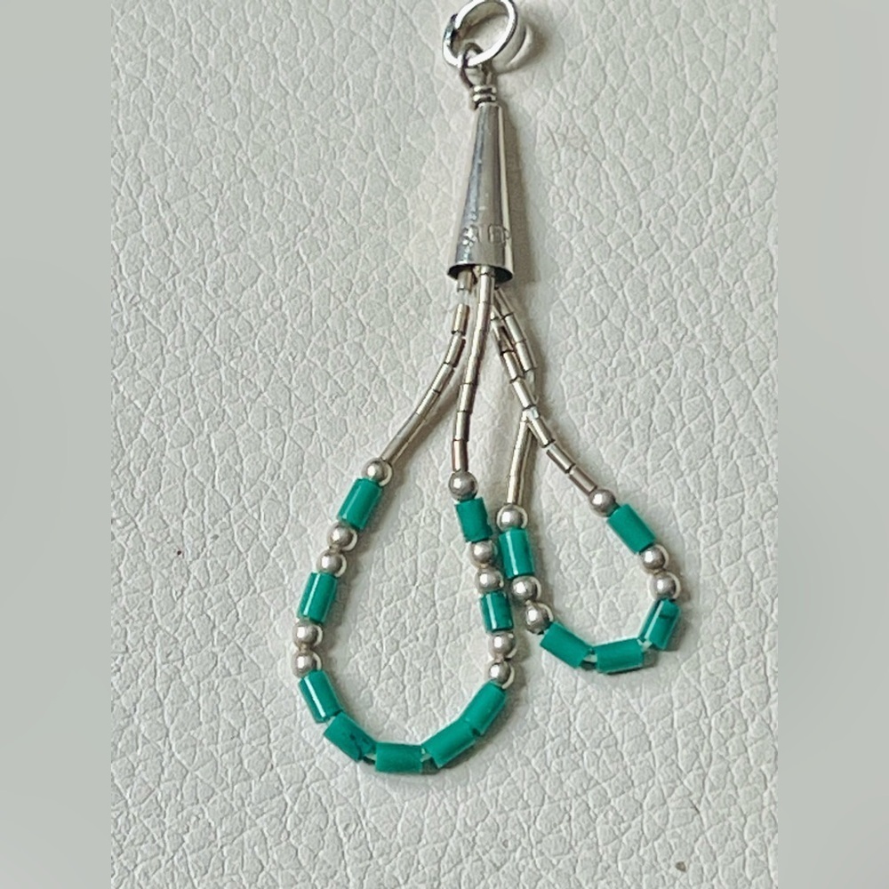 VTG Sterling Silver and Turquoise Beaded pendant